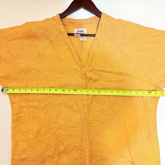 Flax Womens Yellow Linen Maxi Dress Size Large - Picture 8 of 11